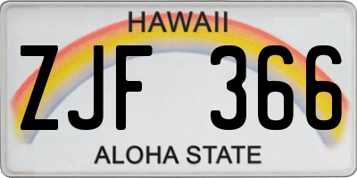 HI license plate ZJF366