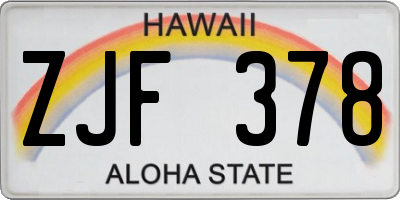 HI license plate ZJF378