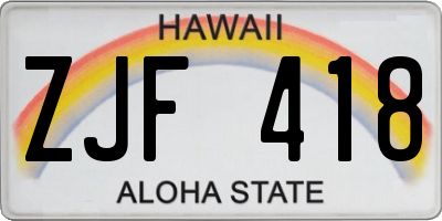 HI license plate ZJF418