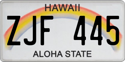 HI license plate ZJF445