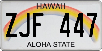 HI license plate ZJF447