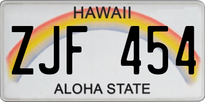 HI license plate ZJF454