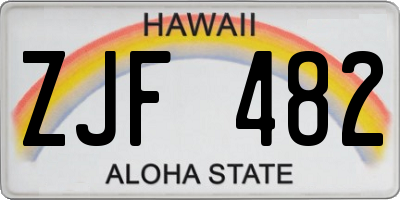 HI license plate ZJF482