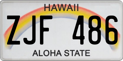 HI license plate ZJF486