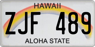 HI license plate ZJF489