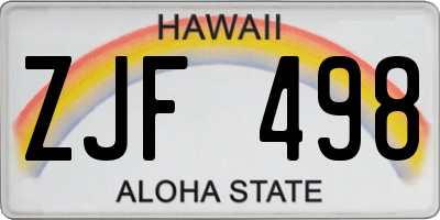 HI license plate ZJF498