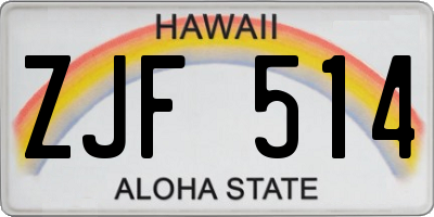 HI license plate ZJF514
