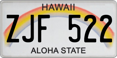 HI license plate ZJF522