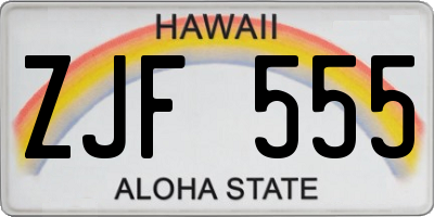 HI license plate ZJF555