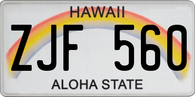 HI license plate ZJF560
