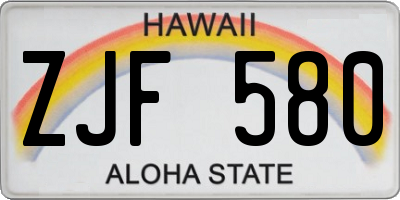 HI license plate ZJF580