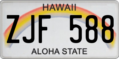HI license plate ZJF588