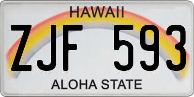 HI license plate ZJF593