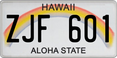 HI license plate ZJF601