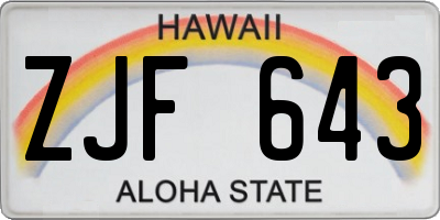 HI license plate ZJF643