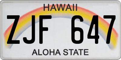HI license plate ZJF647