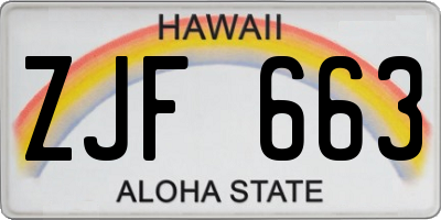 HI license plate ZJF663