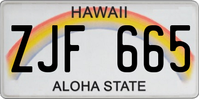 HI license plate ZJF665