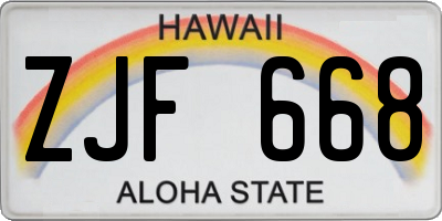 HI license plate ZJF668