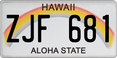 HI license plate ZJF681