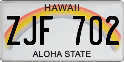 HI license plate ZJF702