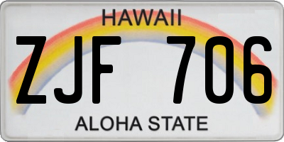 HI license plate ZJF706