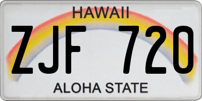 HI license plate ZJF720