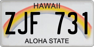 HI license plate ZJF731