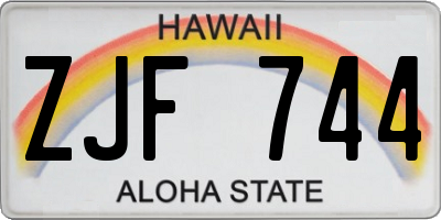 HI license plate ZJF744