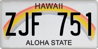 HI license plate ZJF751