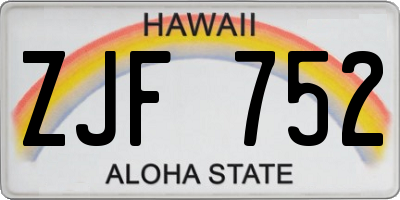 HI license plate ZJF752