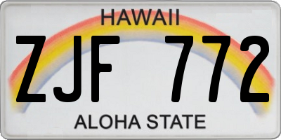 HI license plate ZJF772