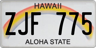 HI license plate ZJF775