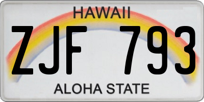HI license plate ZJF793