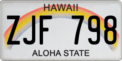 HI license plate ZJF798