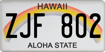 HI license plate ZJF802