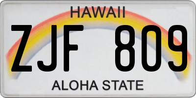 HI license plate ZJF809
