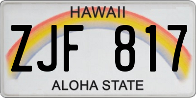 HI license plate ZJF817