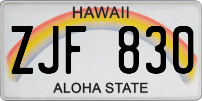 HI license plate ZJF830