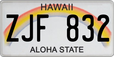 HI license plate ZJF832