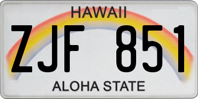 HI license plate ZJF851
