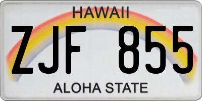 HI license plate ZJF855