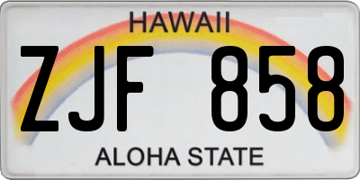 HI license plate ZJF858