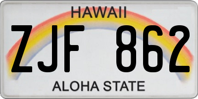 HI license plate ZJF862