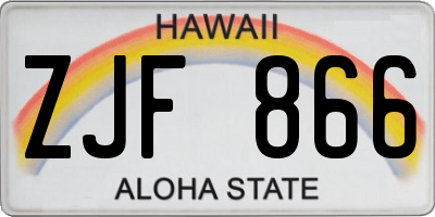 HI license plate ZJF866
