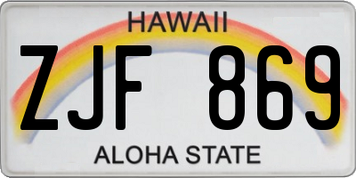 HI license plate ZJF869