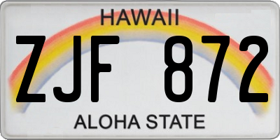 HI license plate ZJF872