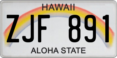 HI license plate ZJF891