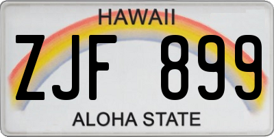 HI license plate ZJF899