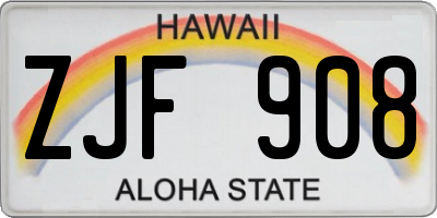 HI license plate ZJF908
